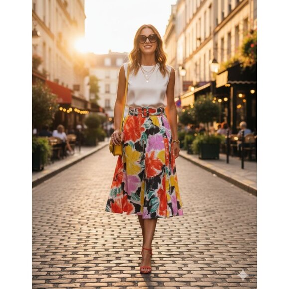 Essentiel Antwerp Dominoes Floral Midi Skirt – Size 32 (US 0/XS) - Picture 1 of 10